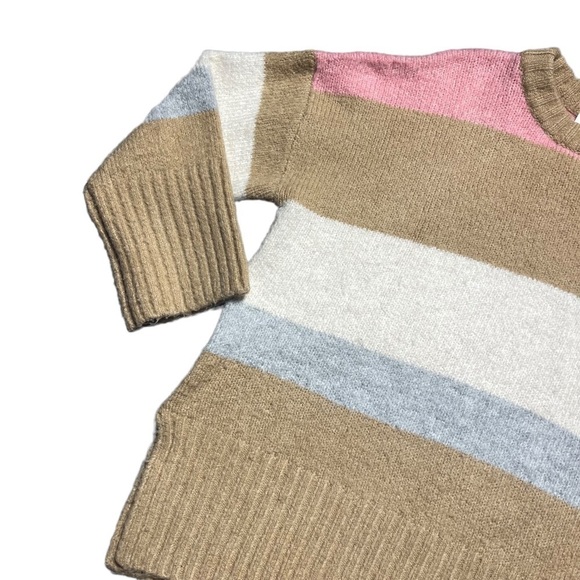 TopShop Multi Colored Striped Neutral Long Sleeve Pullover Sweater 12 - Picture 3 of 10